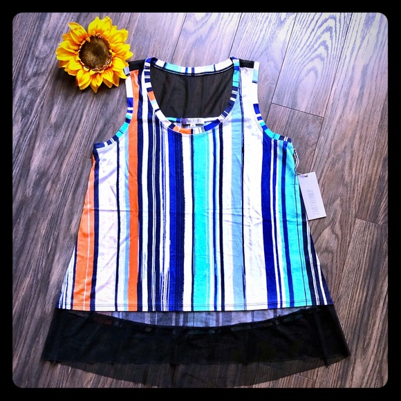Jennifer Lopez Tops - ❌SOLD❌🦋B2G1🦋NWT J Lo Mesh Hem Striped Tank MED
